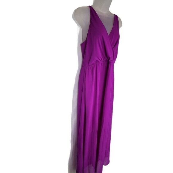 Gianni Bini fuchsia maxi wrap halter prom dress - Picture 4 of 10
